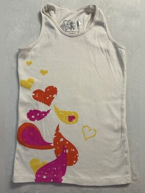 Y2K FIREFLY women's white colourful ribbed paisley graphic tank, S.